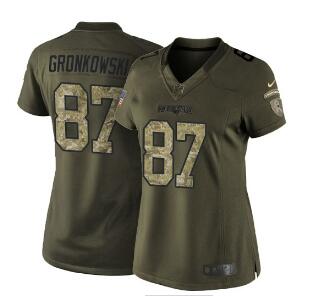 Women's Nike New England Patriots #87 Rob Gronkowski Green Stitched NFL Limited 2015 Salute to Service Jersey