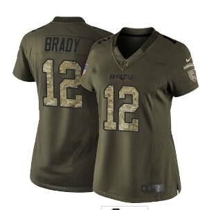 Women's Nike New England Patriots #12 Tom Brady Green Stitched NFL Limited 2015 Salute to Service Jersey