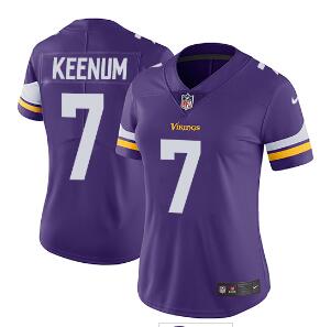 Women's Nike Minnesota Vikings #7 Case Keenum Purple Team Color Vapor Untouchable Limited Player NFL Jersey