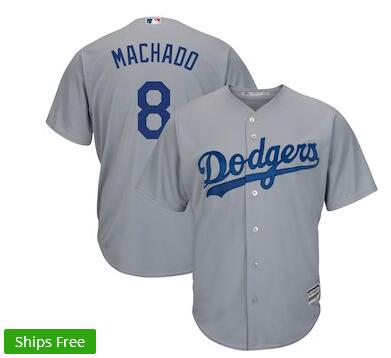 Men's Los Angeles Dodgers Manny Machado Majestic Gray Official Cool Base Player Jersey Men's Los Angeles Dodgers Manny Machado Majestic Gray Official Cool Base Player Jersey