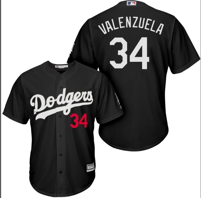 Dodgers #34 Fernando Valenzuela Men Stitched Baseball Jersey Black Dodgers #34 Fernando Valenzuela Men Stitched Baseball Jersey Black