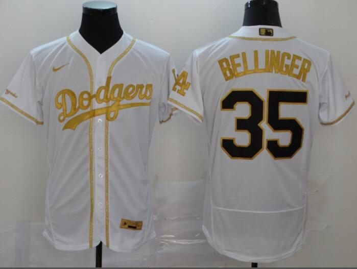 Men's Los Angeles Dodgers #35 Cody Bellinger White With Gold Stitched MLB Flex Base Nike Jersey Men's Los Angeles Dodgers #35 Cody Bellinger White With Gold Stitched MLB Flex Base Nike Jersey