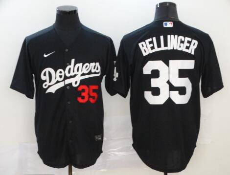 Men's Los Angeles Dodgers #35 Cody Bellinger Black Stitched MLB Cool Base Nike Jersey