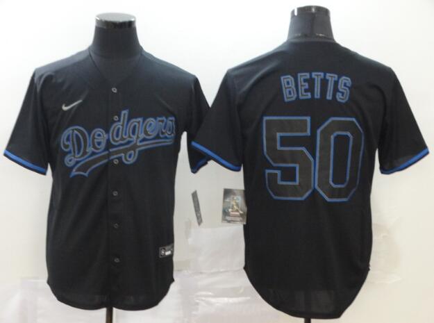 Men's Los Angeles Dodgers #50 Mookie Betts Lights Out Black Fashion Stitched MLB Cool Base Nike Jersey