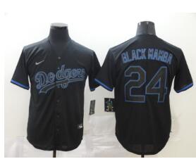 Men's Los Angeles Dodgers #24 Kobe Bryant Black Mamba Lights Out Black Fashion Stitched MLB Cool Base Nike Jersey