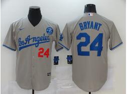 Men's Los Angeles Dodgers #24 Kobe Bryant Grey KB Patch Stitched MLB Cool Base Nike Jersey
