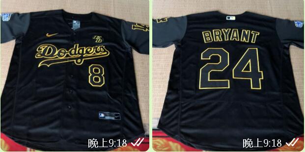 Men's Los Angeles Dodgers #24 Kobe Bryant Black Stitched MLB   Nike Jersey  with KB Patch and 2020 All-Star Patch