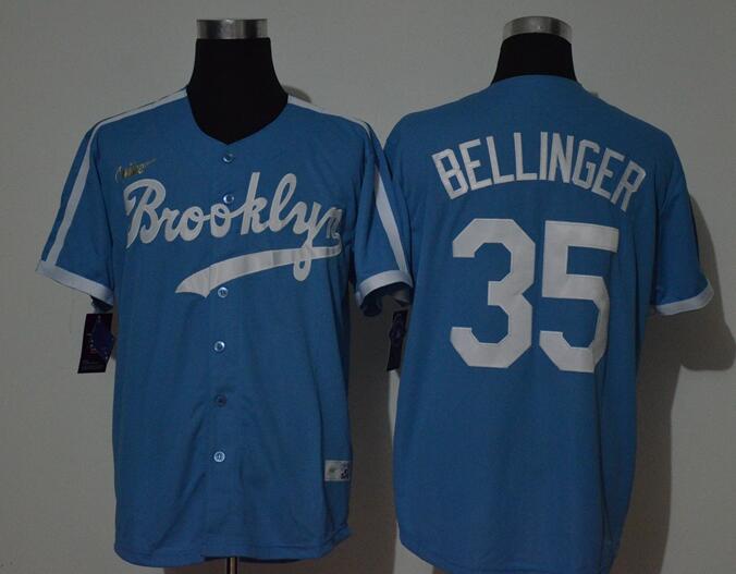 Men's Los Angeles Dodgers #35 Cody Bellinger Light Blue Stitched MLB Cool Base Cooperstown Collection Nike Jersey