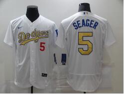 Men's Los Angeles Dodgers #5 Corey Seager 2020 White Gold Sttiched Nike MLB Jersey Men's Los Angeles Dodgers #5 Corey Seager 2020 White Gold Sttiched Nike MLB Jersey