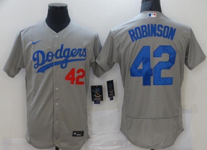 Men Los Angeles Dodgers 42 Robinson Gray nike MLB Jerseys