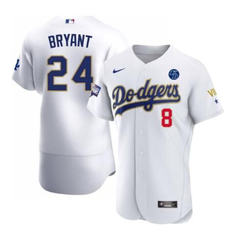 Men's La Dodgers Kobe Bryant White Gold Championship New Jersey 2021