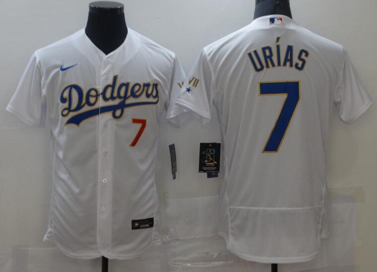 men Julio Urias Dodgers Gold Series  Jersey White stitched
