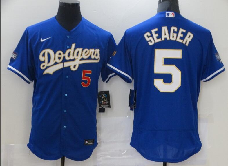 Men's La Dodgers Corey Seager Blue Gold New Jersey