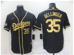 Men's Los Angeles Dodgers #35 Cody Bellinger Black Gold Stitched MLB Cool Base Nike Jersey