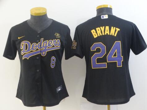 Women Los Angeles Dodgers 24 Bryant Black  2021 Nike MLB Jersey