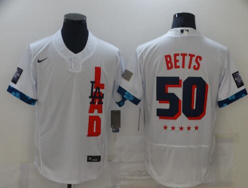 Men's Los Angeles Dodgers #50 Mookie Betts 2021 White All-Star Flex Base Stitched MLB Jersey Men's Los Angeles Dodgers #50 Mookie Betts 2021 White All-Star Flex Base Stitched MLB Jersey