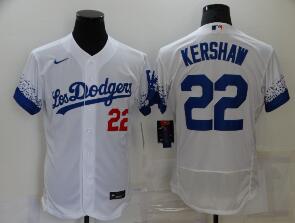 Men's Los Angeles Dodgers #22 Clayton Kershaw White 2021 City Connect Flex Base Stitched Jersey