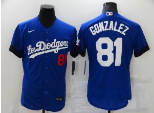 Men's Los Angeles Dodgers #81 Victor Gonzalez Blue 2021 City Connect Flex Base Stitched Jersey