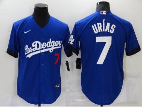 Men's Los Angeles Dodgers #7 Julio Urias Blue 2021 City Connect Number   Stitched Jersey
