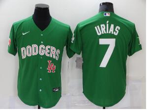 Men's Los Angeles Dodgers #7 Julio Urias Green 2021 Mexican Heritage Stitched Baseball Jersey