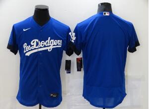 Men's Los Angeles Dodgers Blank Blue 2021 City Connect Flex Base Stitched Jersey
