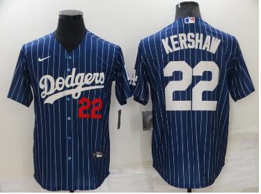 Men's Los Angeles Dodgers #22 Clayton Kershaw Navy Blue Pinstripe Stitched MLB Cool Base Nike Jersey Men's Los Angeles Dodgers #22 Clayton Kershaw Navy Blue Pinstripe Stitched MLB Cool Base Nike Jersey