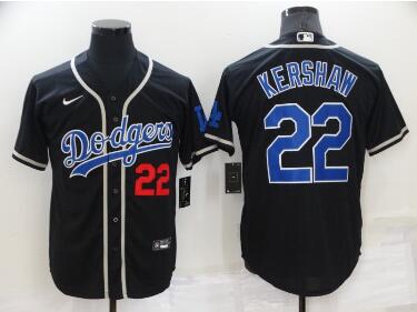 Men's Los Angeles Dodgers #22 Clayton Kershaw Black Blue Name Stitched MLB Cool Base Nike Jersey Men's Los Angeles Dodgers #22 Clayton Kershaw Black Blue Name Stitched MLB Cool Base Nike Jersey