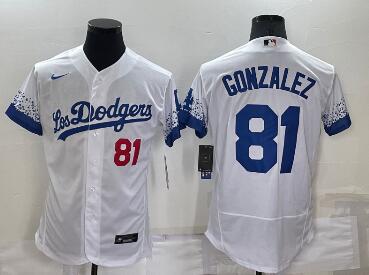 Men's Los Angeles Dodgers #81 Victor Gonzalez White 2021 City Connect Flex Base Stitched Jersey Men's Los Angeles Dodgers #81 Victor Gonzalez White 2021 City Connect Flex Base Stitched Jersey