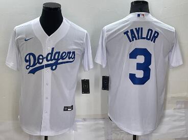 Men's Los Angeles Dodgers #3 Chris Taylor White Stitched MLB Cool Base Nike Jersey