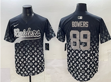 Men's Las Vegas Raiders #89 Brock Bowers Black Limited Stitched Baseball Jersey Men's Las Vegas Raiders #89 Brock Bowers Black Limited Stitched Baseball Jersey
