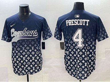 Men's Dallas Cowboys #4 Dak Prescott Navy Limited Stitched Baseball Jersey Men's Dallas Cowboys #4 Dak Prescott Navy Limited Stitched Baseball Jersey