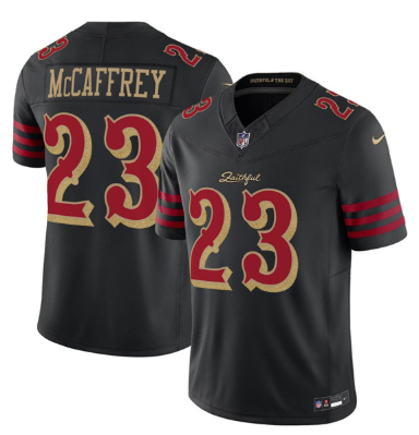 Men's San Francisco 49ers #23 Christian McCaffrey Black 2025 F.U.S.E. “Rivalries” Vapor Limited Football Stitched Jersey Men's San Francisco 49ers #23 Christian McCaffrey Black 2025 F.U.S.E. “Rivalries” Vapor Limited Football Stitched Jersey