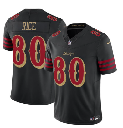 Men's San Francisco 49ers #80 Jerry Rice Black 2025 F.U.S.E. “Rivalries” Vapor Limited Football Stitched Jersey Men's San Francisco 49ers #80 Jerry Rice Black 2025 F.U.S.E. “Rivalries” Vapor Limited Football Stitched Jersey