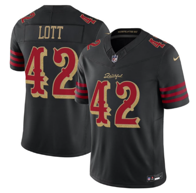 Men's San Francisco 49ers #42 Ronnie Lott Black 2025 F.U.S.E. “Rivalries” Vapor Limited Football Stitched Jersey Men's San Francisco 49ers #42 Ronnie Lott Black 2025 F.U.S.E. “Rivalries” Vapor Limited Football Stitched Jersey