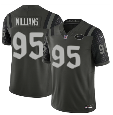 Men's New York Jets #95 Quinnen Williams Black 2025 F.U.S.E. “Rivalries” Vapor Limited Football Stitched Jersey