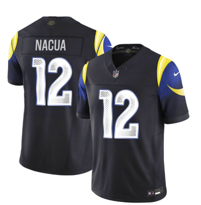 Men's Los Angeles Rams #12 Puka Nacua Black 2025 F.U.S.E. “Rivalries” Vapor Limited Football Stitched Jersey Men's Los Angeles Rams #12 Puka Nacua Black 2025 F.U.S.E. “Rivalries” Vapor Limited Football Stitched Jersey