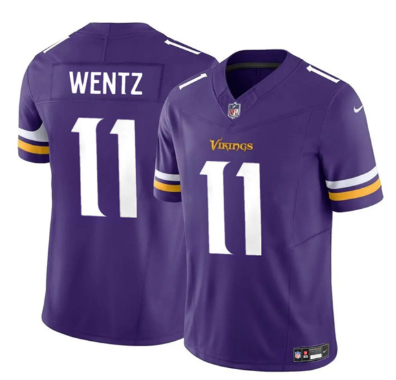 Men's Minnesota Vikings #11 Carson Wentz Purple 2024 F.U.S.E. Vapor Untouchable Limited Football Stitched Jersey Men's Minnesota Vikings #11 Carson Wentz Purple 2024 F.U.S.E. Vapor Untouchable Limited Football Stitched Jersey