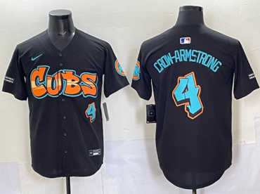 Men's Chicago Cubs #4 Pete Crow-Armstrong Black 'Graffiti North Side Edition' Vapor Premier Limited Stitched Baseball Jersey Men's Chicago Cubs #4 Pete Crow-Armstrong Black 'Graffiti North Side Edition' Vapor Premier Limited Stitched Baseball Jersey