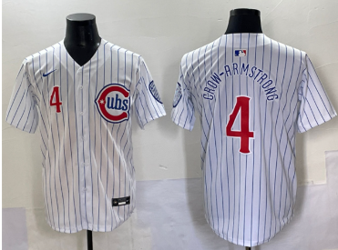Men's Chicago Cubs #4 Pete Crow-Armstrong White Pinstripe 2nd Alternate Limited Stitched Baseball Jersey Men's Chicago Cubs #4 Pete Crow-Armstrong White Pinstripe 2nd Alternate Limited Stitched Baseball Jersey