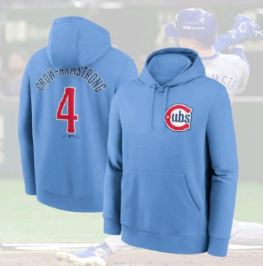 Men's Chicago Cubs #4 Pete Crow-Armstrong Blue Stitched sweatshirt Men's Chicago Cubs #4 Pete Crow-Armstrong Blue Stitched sweatshirt