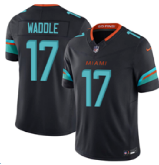 men's Miami Dolphins Jaylen Waddle Nike Pitch Blue 2025 Rivalries Collection stitched Jersey men's Miami Dolphins Jaylen Waddle Nike Pitch Blue 2025 Rivalries Collection stitched Jersey