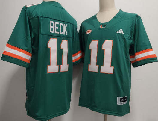 Men's Carson Beck Miami Hurricanes 2025 Jersey  green