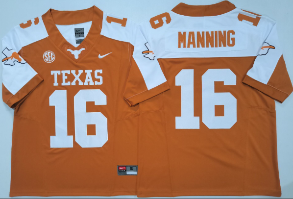 New men's Texas Longhorns #16 Arch Manning Stitched Jersey