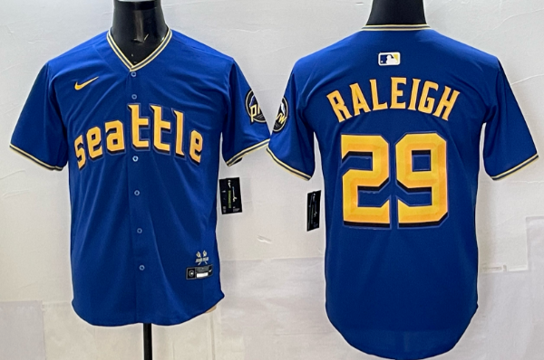 Men's  Mariners #29 Cal Raleigh   Stitched Jersey