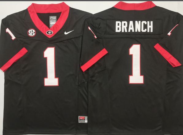 Georgia Bulldogs Black #1 BRANCH stitched jersey