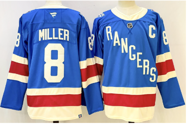 Men's New York Rangers #8 JT Miller Blue 2025 With C Patch Stitched Hockey Jersey