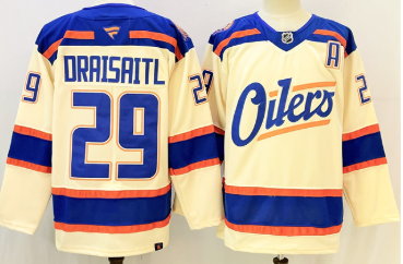 Men's Edmonton Oilers #29 Leon Draisaitl Light Beige Alternate With A Patch Stitched Hockey Jersey