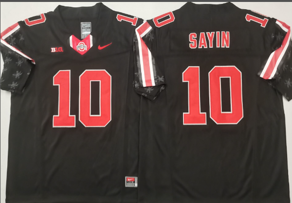 Ohio State Buckeyes Black #10 SAYIN men's jersey