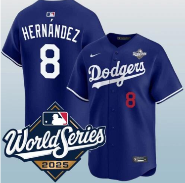 Men's Los Angeles Dodgers #8 Enrique Hernández Blue 2025 World Series Vapor Limited Stitched Jersey