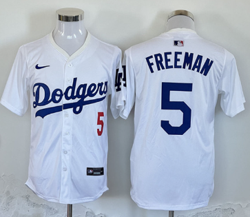 Men's Los Angeles Dodgers #5 Freddie Freeman White Home Limited Stitched Baseball Jersey